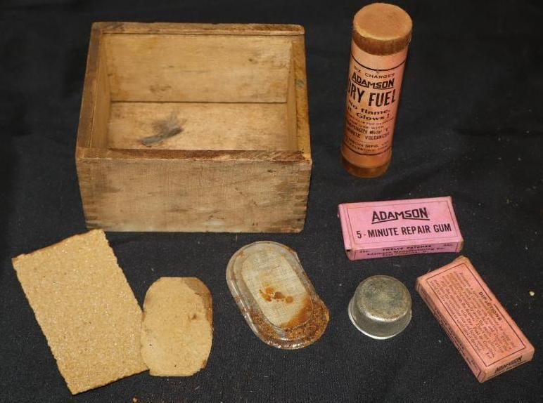 Adamson Minute Vulcanizer Kit In Original Wood Box: 4.5x3.75x2.5