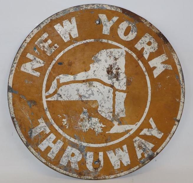 New York Throughway Brown Steel Retired Street Sign: 20" x 20"