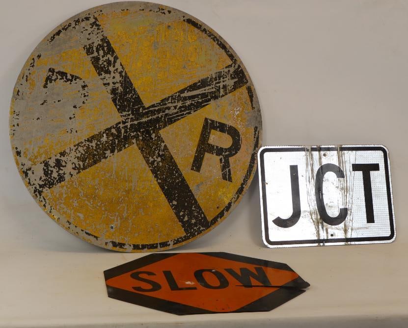 Group of 3 Railroad Crossing, JCT, and Slow/Stop Road and Construction Signs (1 of 7)