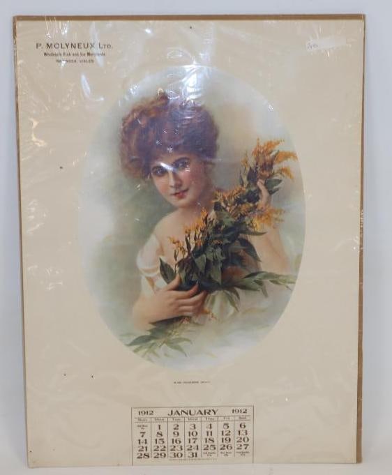 1912 Molyneux Wholesale Fish and Ice Merchants Thomas D. Murphy Calendar Company Advertising: 20" x 15"