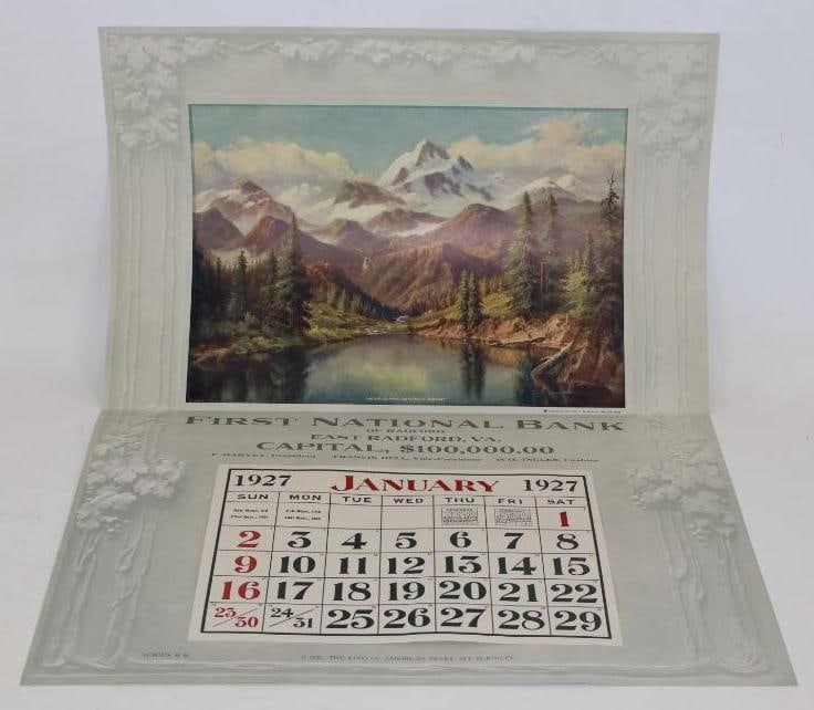 1927 Salesmans Sample Thomas D. Murphy Calendar Company Advertising Calendar with Boston: Has one crease in the middle. 18.5" x 25"