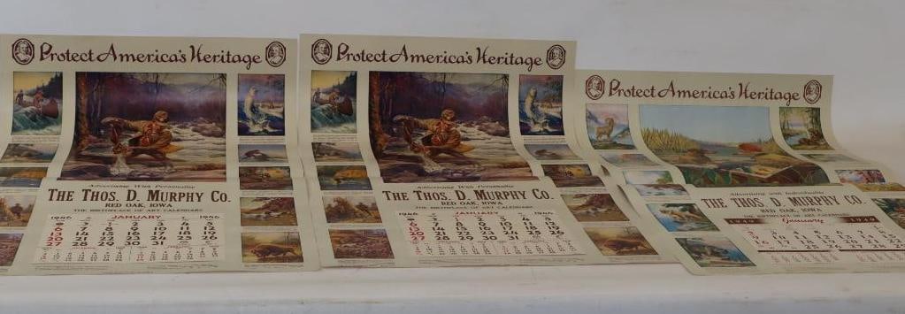 Group of 3 1940's Thomas D. Murphy Calendar Company Advertising Calendars: 21.75" x 33.5" each
