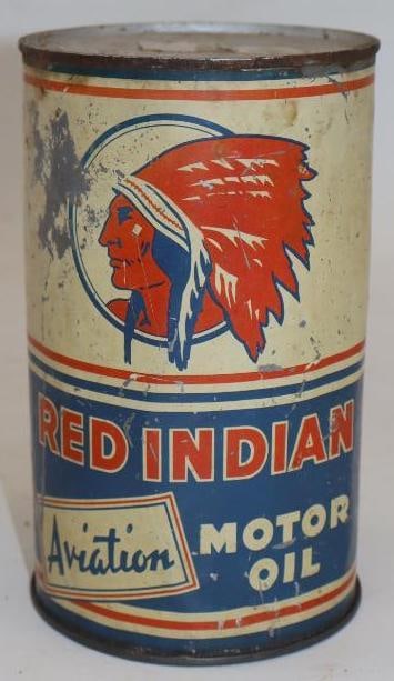 Red Indian Aviation 1 Imperial Quart Metal Oil Can: 38.4 oz