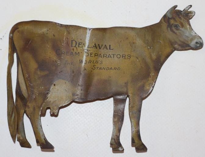 De Laval Tin Litho Diecut Brown Cow Shaped Postcard: 5.25" x 3.25"