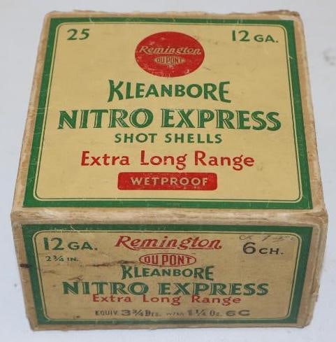 Remington Kleanbore Nitro Express Extra Long Range 12 GA Shotgun Shell Box: 4" x 4" x 2.5" box is empty