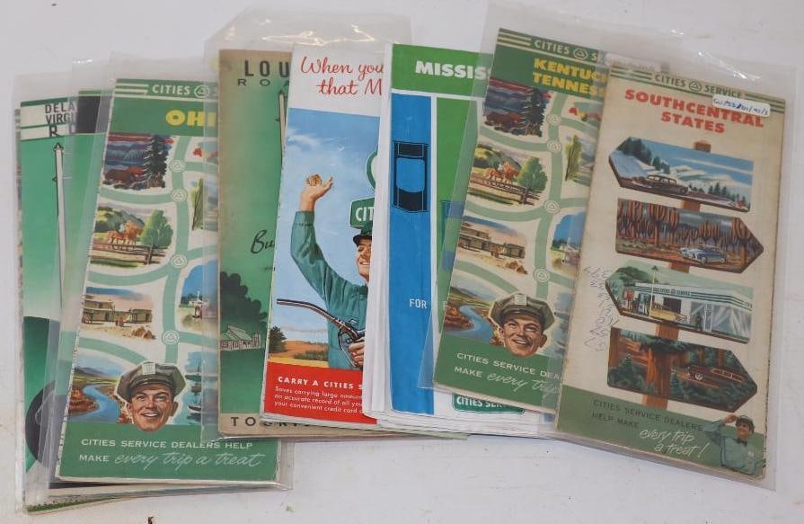 Group of 9 Cities Service Advertising Gas Station Maps (1 of 5)
