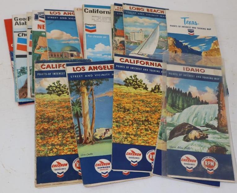 Group of 17 Chevron Advertising Gas Station Road Maps (1 of 5)