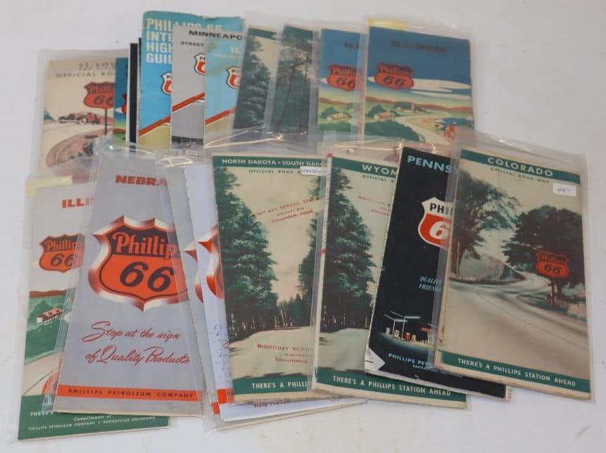 Group of 19 Phillips 66 Advertising Gas Station Road Maps (1 of 6)