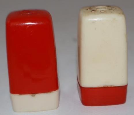 Pair of Amherst Chevrolet Super Service Advertising Salt & Pepper Shakers: 1" x 1" x 1.75" each