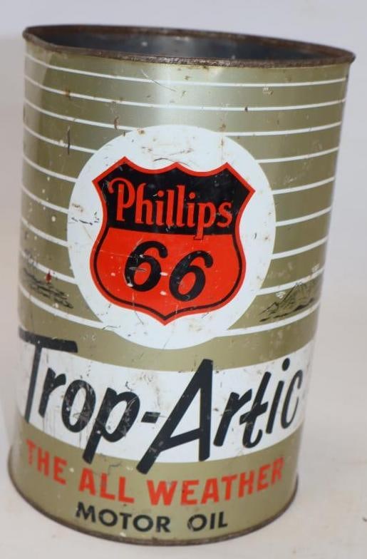 Phillips 66 Trop Artic 5 Quart Metal Oil Can: 7" x 7" x 9.5" is missing top lid