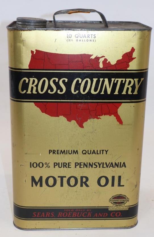 Cross Country 10 Quart Oil Can: 8.5" x 5.5" x 13.5"