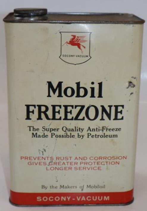 Socony Vacuum Mobil 1 Gallon Antifreeze Can: 4" x 6.5" x 10"