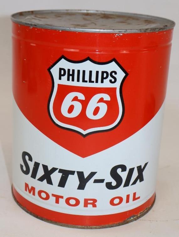 Phillips 66 1 Gallon Metal Oil Can: 6.5" x 6.5" x 8" can is full