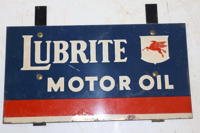 Mobil Lubrite Motoroil Bottle Rack Sign: 7.5" x 5"