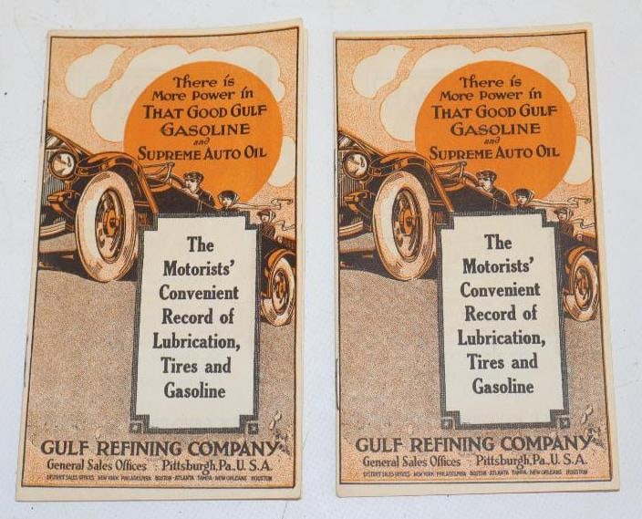 Group of 2 - 1920's Gulf Refining Co. Automobile Maintenance Record Books: 3.25" x 6" each