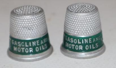 Group of 2 Pierce Pennant Gasoline & Motoroil Advertising Thimbles: .75" x .75" x .75" each