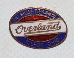 Overland Motor Car Co. Cloisonne Pinback Badge: .75" x .5"