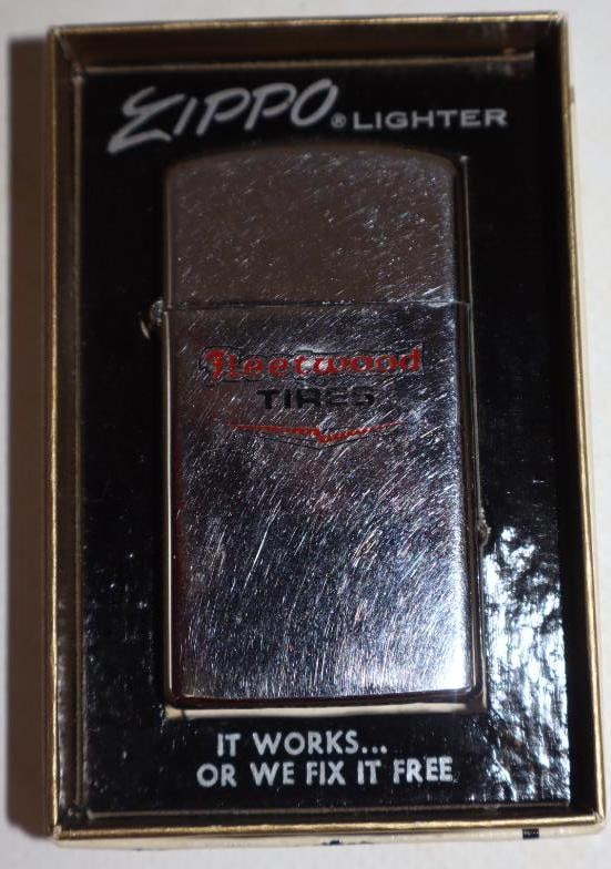 Fleetwood Tires Advertising Zippo Lighter in Original Box: 2" x 3" x .5"