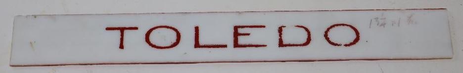Toledo Scales Advertising Milk Glass Panel Sign: 13.25" x 1.75"