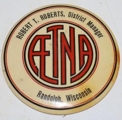 Aetna Advertising Pocket Mirror: 3.5" x 3.5"