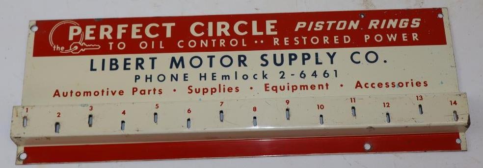 Perfect Circle Piston Ring Advertising Display Rack Sign: 16" x 5.5" x 1"