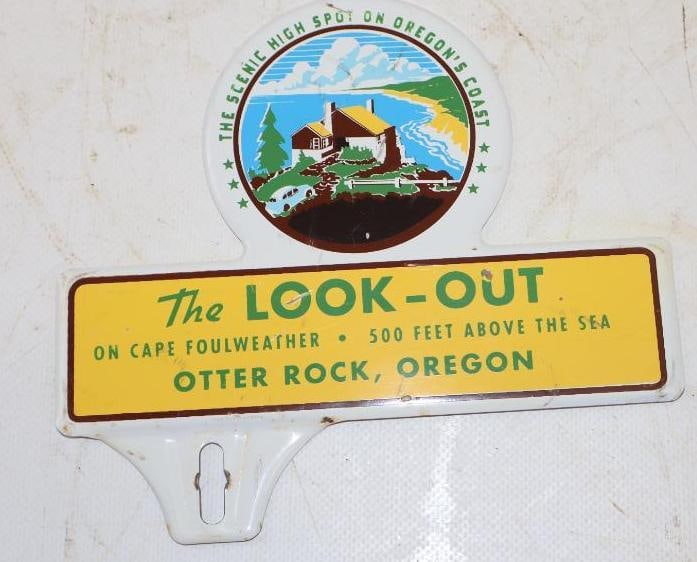 The Look-Out on Cape Foulweather Otter Rock Oregon License Plate Topper: 6.25" x 6"