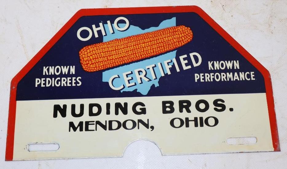 Ohio Certified Nuding Bros. Advertising Farm Seed Sign: 10" x 6"