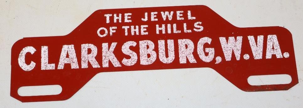 Clarksburg West Virginia The Jewel of the Hills Reflective License Plate Topper: 10.5" x 3.5"
