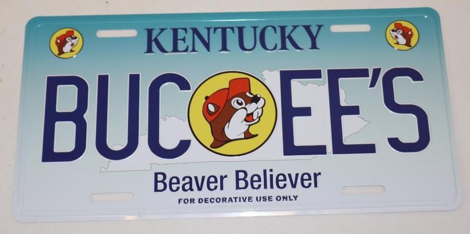 Bucees "Beaver Believer" Embossed Booster License Plate: 12" x 6"