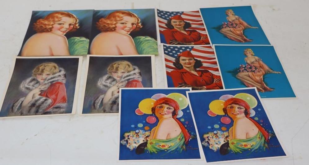 Group of 11 1910's Woman Bust Thomas D. Murphy Calendar Company Artwork Pictures: Largest is 7" x 8.75"