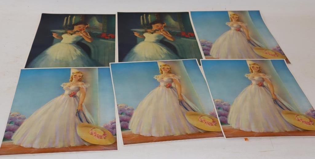 Group of 6 "Love Sends a Gift" and "Sweet Sue" Thomas D. Murphy Calendar Company Artwork Pictures: 10.75" x 14.25" each