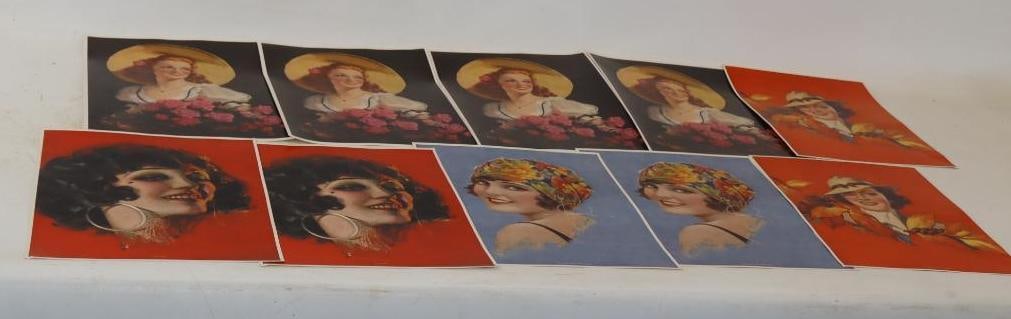 Group of 9 Women Posing with Flowers Thomas D. Murphy Calendar Company Artwork Pictures: 10.5" x 14.25" each