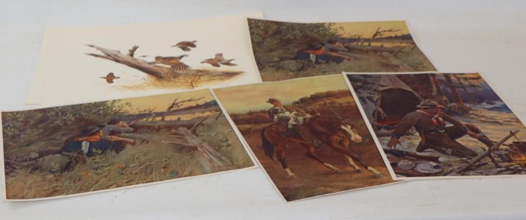 Group of 6 Hunting and Camping Scenes Thomas D. Murphy Calendar Company Artwork Pictures: Largest is 14" x 20.25"