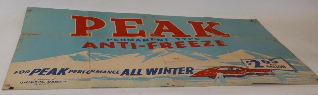 Peak Permanent Antifreeze Graphic Cardstock Banner Sign: 27" x 46" is heavily creased