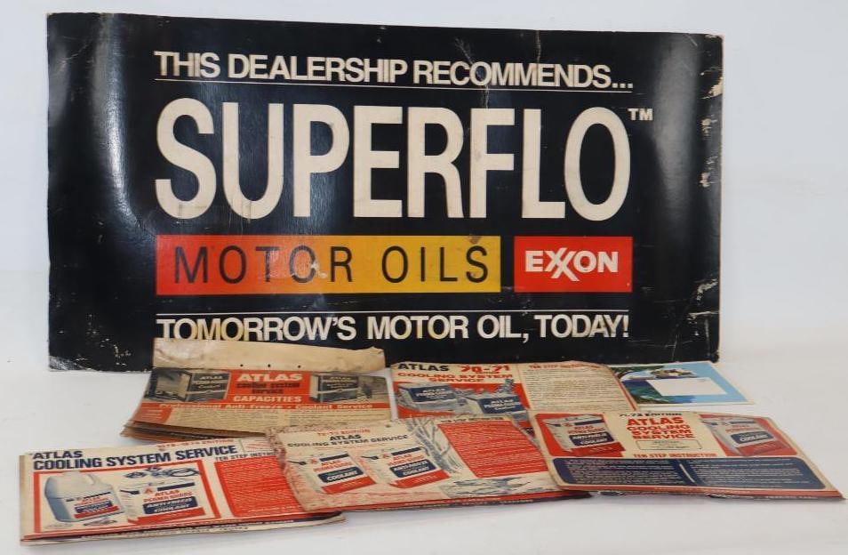 Group of 3 Super Flow, Atlas & Mercury Kiekhaefer Advertising Sign, Lubrication Chart & Outboard (1 of 10)