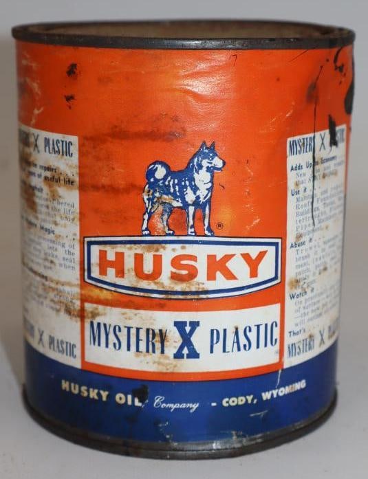 Husky Oil Company Mystery X Plastic Advertising Can (1 of 3)