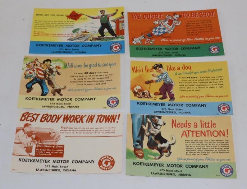 Group of 6 Different Pontiac Service Dealership Giveaway Advertisements (1 of 4)