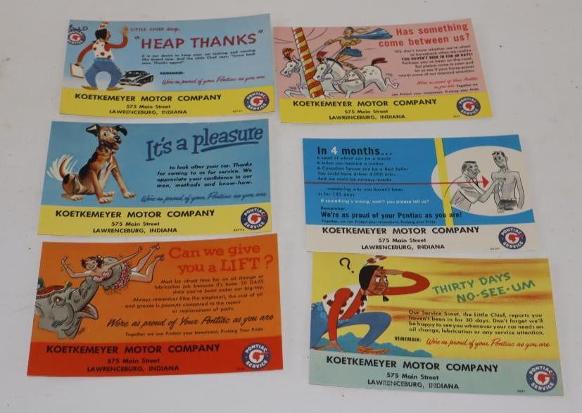 Group of 6 Different Pontiac Service Dealership Giveaway Advertisements (1 of 4)