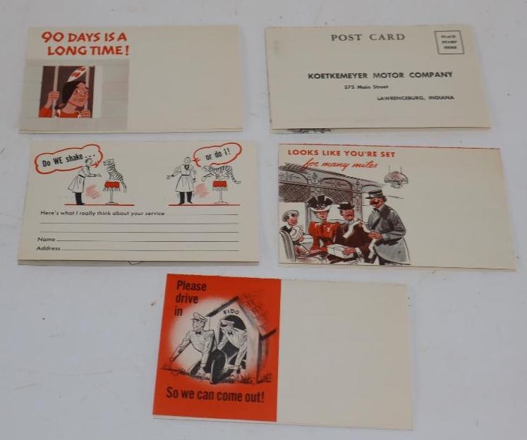 Group of 5 Pontiac Service Dealership Advertising Post Cards: 3.5" x 5.5" each