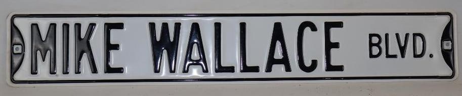 Embossed Stamped Steel Mike Wallace Boulevard Racing Street Sign: 36" x 6"
