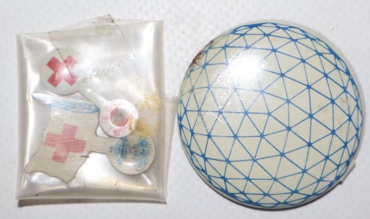 Group of 3 Avis and Red Cross Tin Litho Badges: Largest is 1.5" x 1.5"