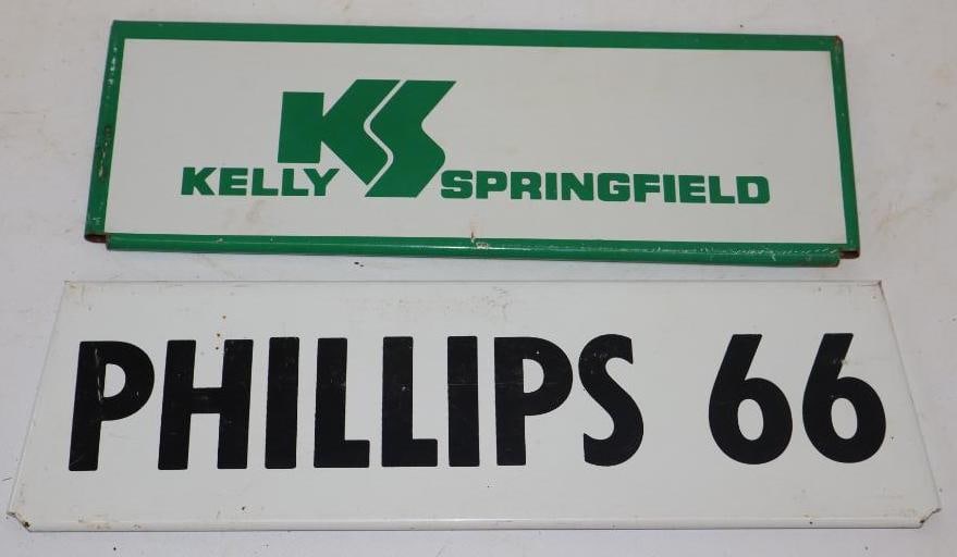 Group of 2 Phillips 66 & Kelly Springfield Tire Stand Sides: Largest is 12.5" x 3.5"