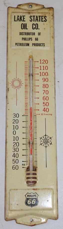 Phillips 66 Lake States Oil Co. Advertising Thermometer (1 of 2)