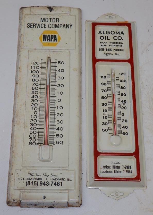 Group of 2 Napa & Algoma Oil Deep Rock Products Advertising Thermometers (1 of 4)