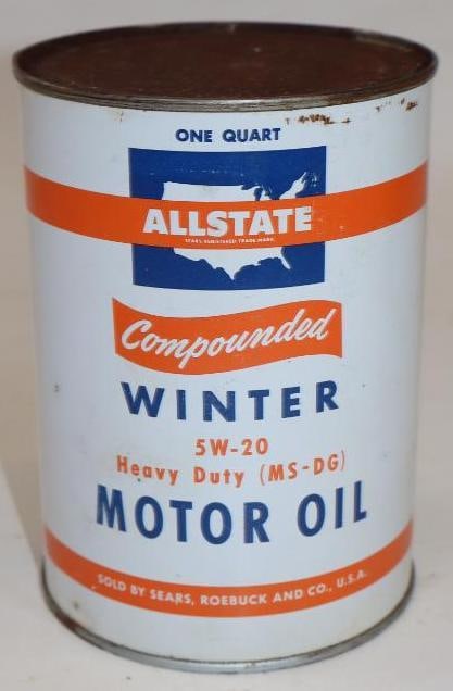 Allstate Compounded Winter 1 Quart Metal Oil Can: 32 oz empty
