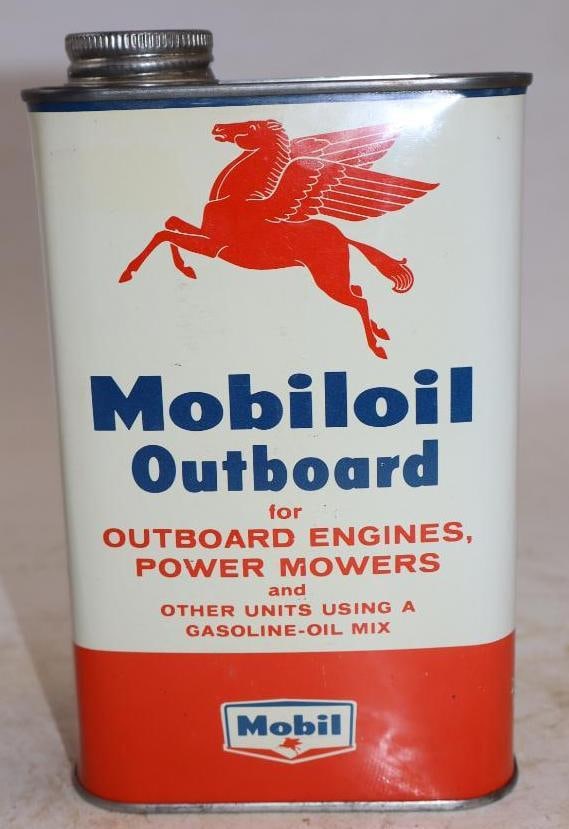 Mobiloil 1 Quart Outboard Metal Oil Can: 32 oz empty