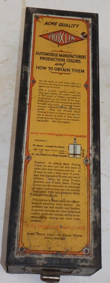 Acme Quality Proxlin Automobile Colors Drawer with Attached Advertising Sign: 5" x 17" x 3.5"