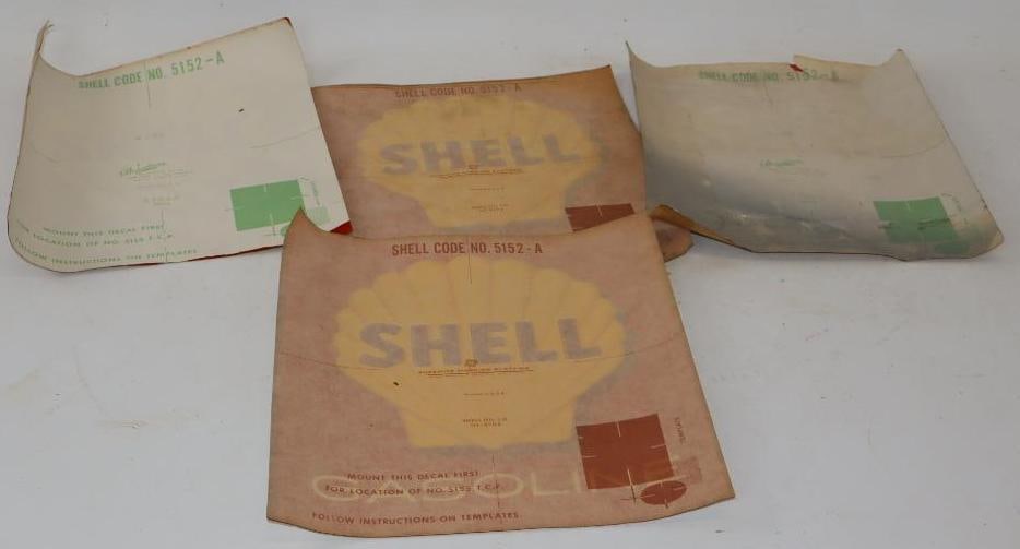 Group of 4 Shell Gasoline Gas Pump Decals: 10.75" x 12" each