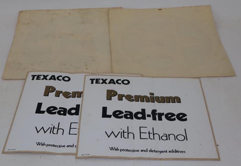 Group of 4 Texaco & Premium Gas Pump Decals: Largest is 12" x 12"