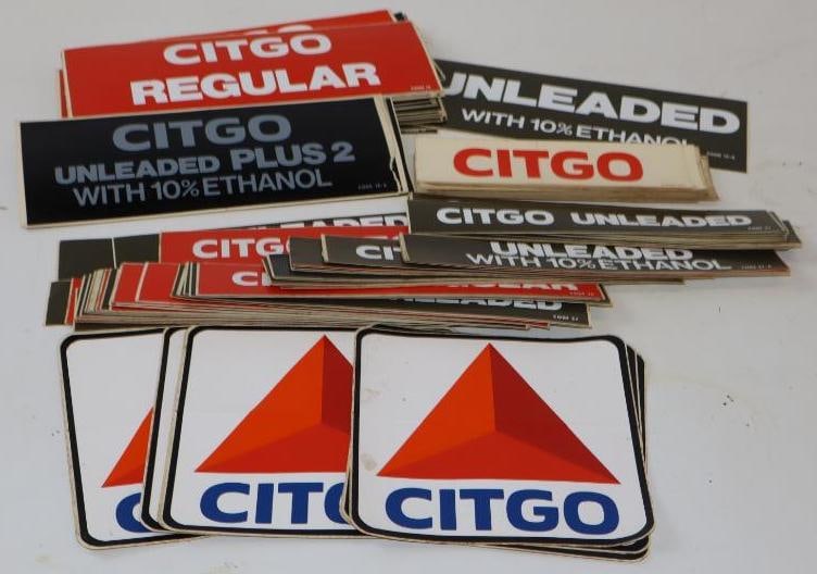 Group of 156 Citgo Gas Pump Decals: Largest is 9" x 3.5"